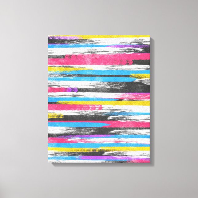 Cool trendy vibrant abstract paint stripes canvas print (Front)