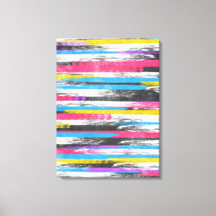 Cool trendy vibrant abstract paint stripes canvas print