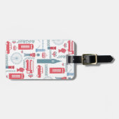 Cool trendy vintage London illustrations pattern Luggage Tag (Front Horizontal)