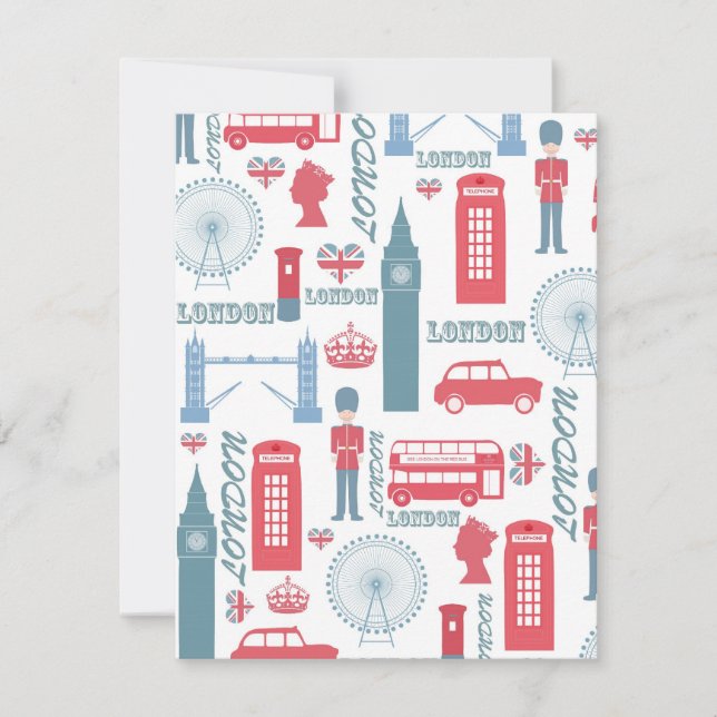 Cool trendy vintage London landmark illustrations (Front)
