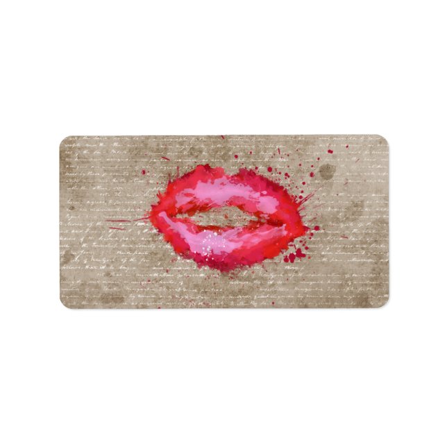 Cool trendy vintage watercolours lips splatters label (Front)