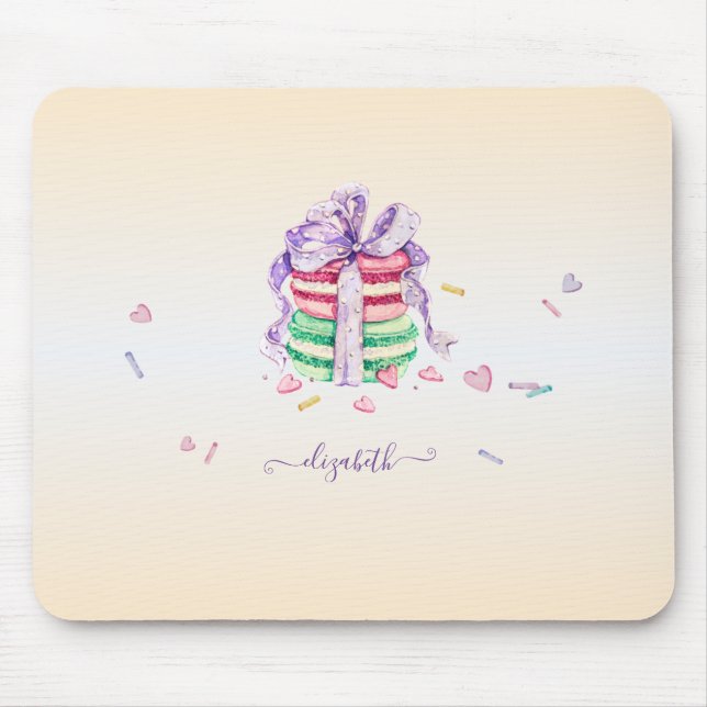 Cool Trendy Watercolor Macarons  Mouse Pad (Front)