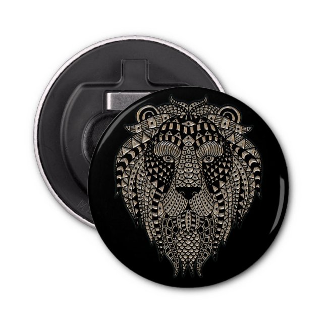 Cool Tribal Metallic Lion Head Bottle Opener (Front)
