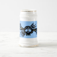 Cool tribal skull metal music graphic art beer mug