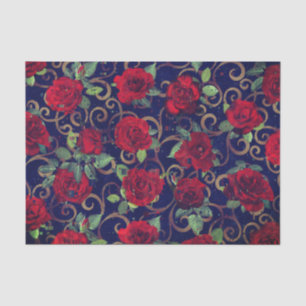   Cool Trippy Glitch Damask Red Rose Bright Modern Tissue Paper