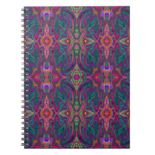 Cool Trippy Green, Orange and Purple Wavy Pattern Notebook