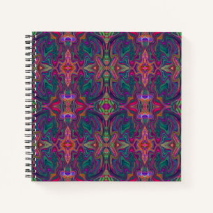 Cool Trippy Green, Orange and Purple Wavy Pattern Notebook