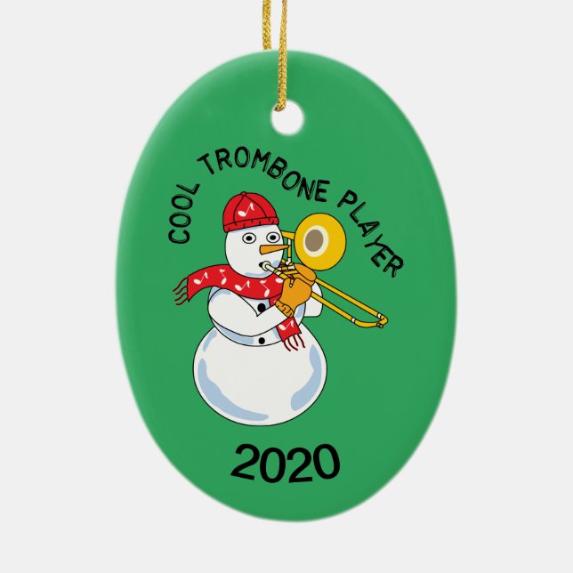 Cool Trombone Player Ceramic Ornament (Back)
