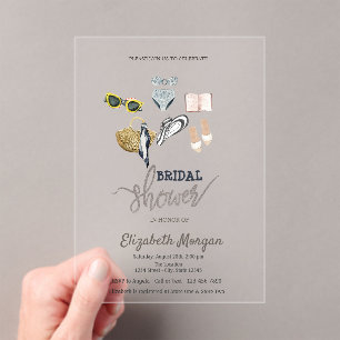 Cool Tropical Beach Bridal Shower Acrylic Invitations