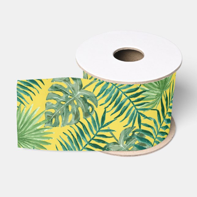 Cool Tropical Palm Leaves design Gros Grain Ribbon Grosgrain Ribbon (Spool)