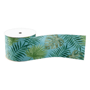 Cool Tropical Palm Leaves design Gros Grain Ribbon Grosgrain Ribbon