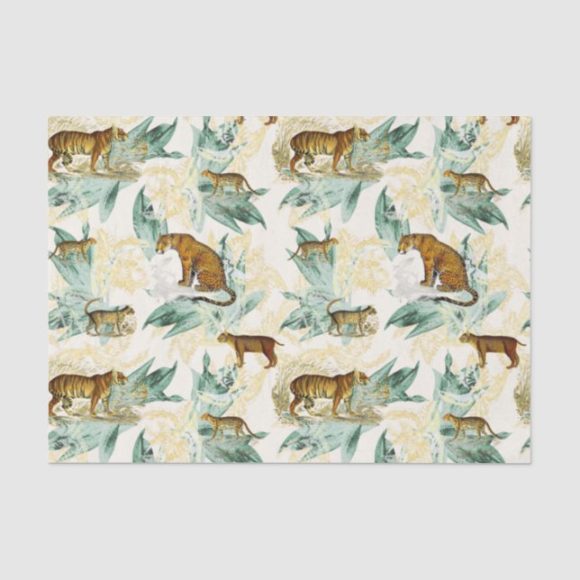 Cool Tropical Safari Wild Cats Tiger Leopard  Tissue Paper (Front)