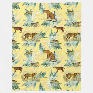 Cool Tropical Safari Wild Cats Tiger Yellow Fleece Blanket