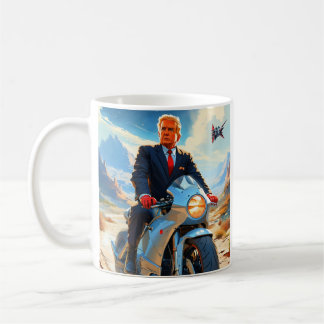 cool Trump Motorcycle Alien Planet Spaceship MAGA Coffee Mug