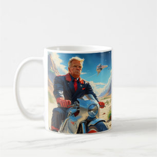 cool Trump Motorcycle Alien Planet Spaceship MAGA Coffee Mug