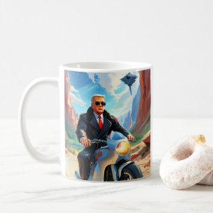 cool Trump Motorcycle Alien Planet Spaceship MAGA Coffee Mug