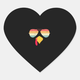 Cool Turkey Face With Sunglasses Funny Thanksgivin Heart Sticker