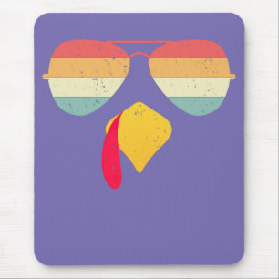 Cool Turkey Face With Sunglasses Funny Thanksgivin Mouse Pad