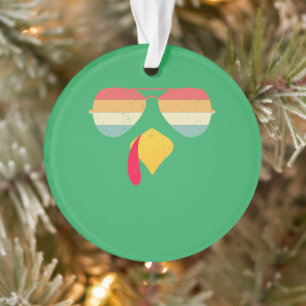 Cool Turkey Face With Sunglasses Funny Thanksgivin Ornament