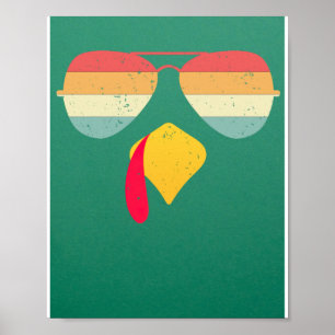 Cool Turkey Face With Sunglasses Funny Thanksgivin Poster