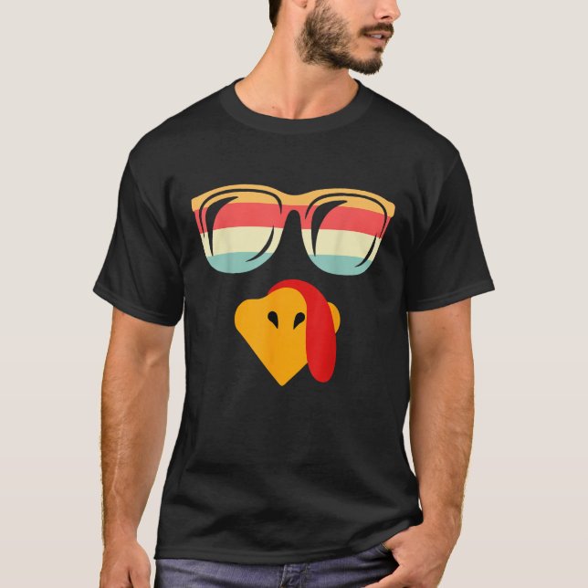Cool Turkey Face With Sunglasses Funny Thanksgivin T-Shirt (Front)