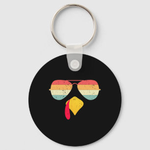Cool Turkey Face With Sungles Funny Thanksgiving F Keychain