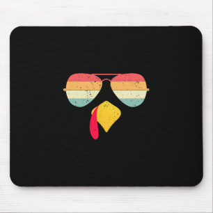Cool Turkey Face With Sungles Funny Thanksgiving F Mouse Pad