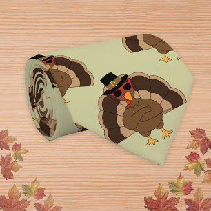 Cool Turkey Thanksgiving fun brown green pattern Tie