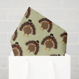 Cool Turkey Thanksgiving fun brown green pattern Tissue Paper