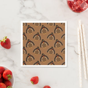 Cool Turkey Thanksgiving fun brown pattern Napkin