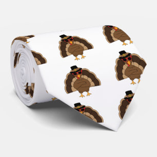 Cool Turkey Thanksgiving fun white pattern Tie