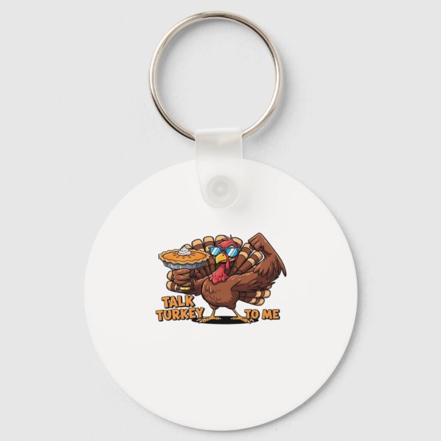 Cool Turkey Thanksgiving Funny Classic T-Shirt_1.p Keychain (Front)