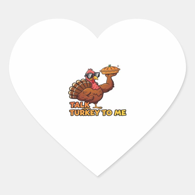 Cool Turkey Thanksgiving Funny Classic T-Shirt.png Heart Sticker (Front)