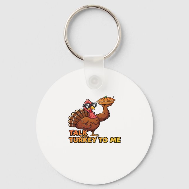Cool Turkey Thanksgiving Funny Classic T-Shirt.png Keychain (Front)