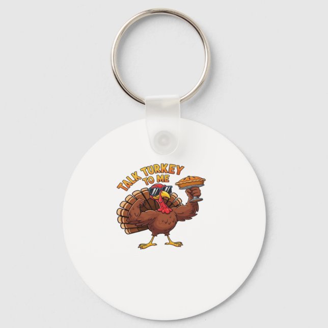 Cool Turkey Thanksgiving Funny Oversized T-Shirt.p Keychain (Front)