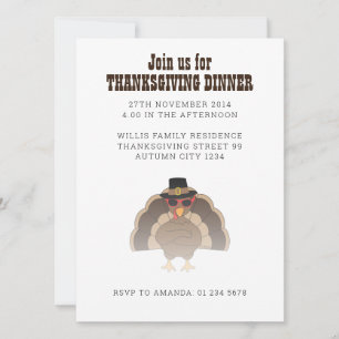 Cool Turkey with sunglasses Thanksgiving dinner Invitation