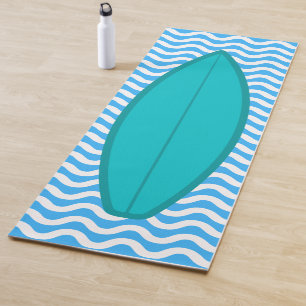 Cool Turquoise Blue Waves Surfing Yoga Mat
