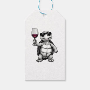 cool turtle drinking red wine art print_1 (1) gift tags