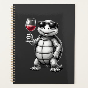 cool turtle drinking red wine art print_1 (1) planner