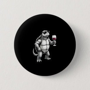 cool turtle drinking red wine art print_1 (3) 2 inch round button