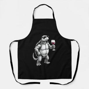cool turtle drinking red wine art print_1 (3) apron