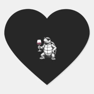 cool turtle drinking red wine art print_1 (4) heart sticker