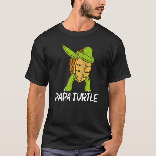 Cool Turtle For Men Dad Dabbing Sea Tortoise Shell T-Shirt (Front)