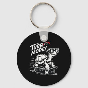 Cool Turtle On Skateboard Funny Turbo Vintage Gift Keychain