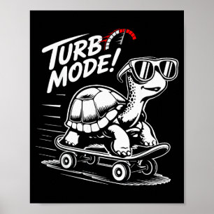 Cool Turtle On Skateboard Funny Turbo Vintage Gift Poster