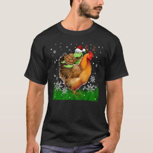 Cool Turtle Riding Reindeer Chicken Christmas Chic T-Shirt