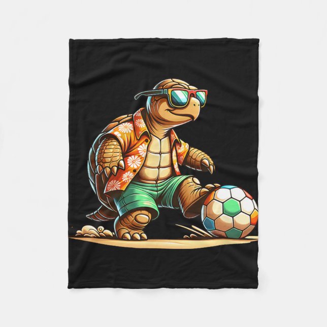 Cool Turtle Soccer Player With Sungles  Fleece Blanket (Front)