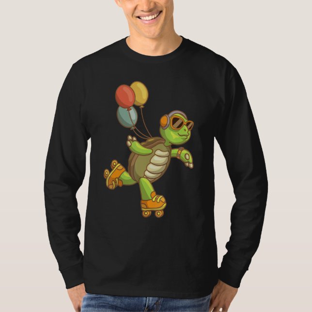 Cool Turtle With Sunglases Inline Skating Funny De T-Shirt (Front)