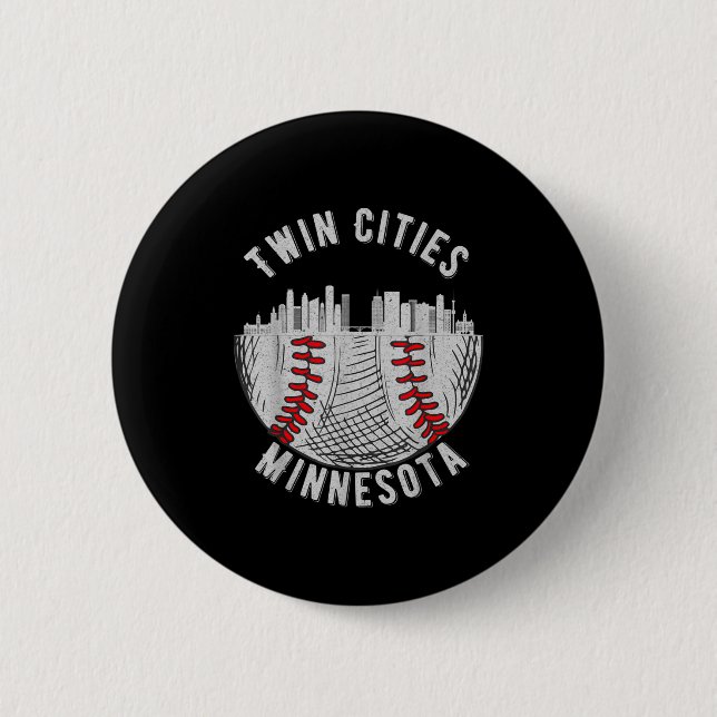 Cool Twin Cities Minnesota Mn Baseball Skyline St  2 Inch Round Button (Front)