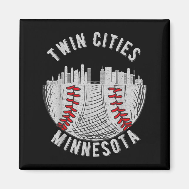 Cool Twin Cities Minnesota Mn Baseball Skyline St  Magnet (Front)